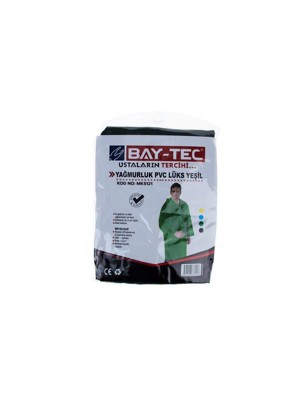 MK5121 PVC Lüks Yağmurluk Yeşil Cepli Sırttan Havalandırmalı 260gr