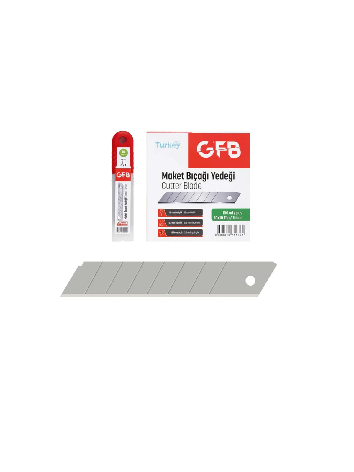Maket Bıçağı Yedeği 18x0.5 mm 7 Kırımlı GFB4520
