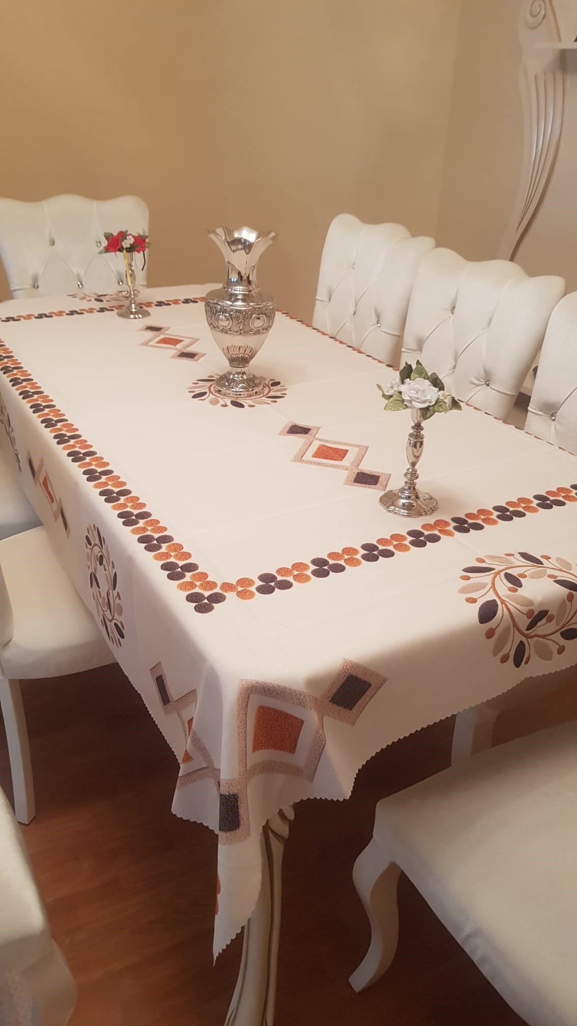 Masa Örtüsü, Dijital Baskılı Tek Masa Örtüsü, Desenli Leke Tutmaz Tek Masa Örtüsü 160x220cm