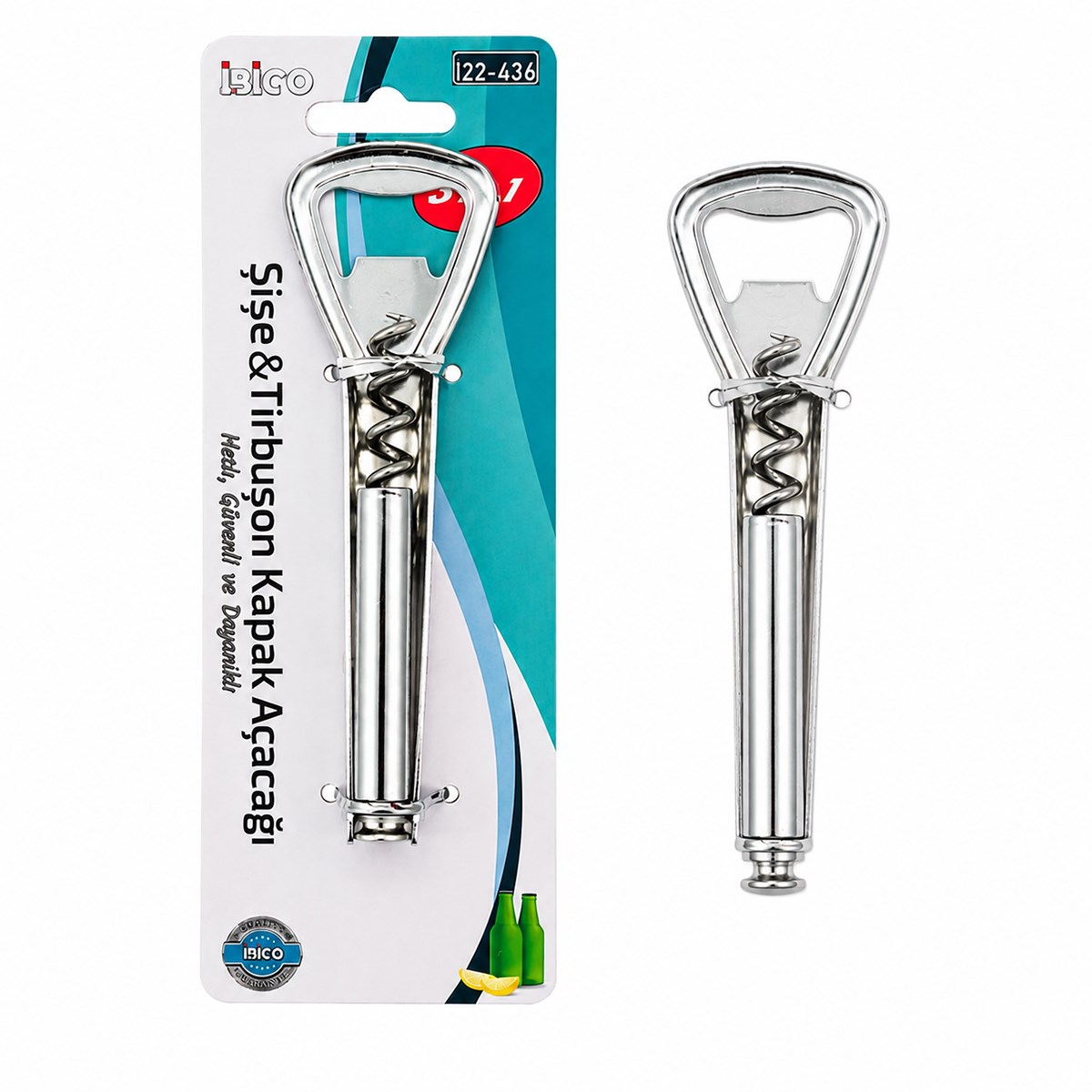 Metal 3in1 Tirbüşon Kapak Açacak