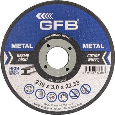 Metal Kesici Taş 230x3.0x22.23, 5 Adet Set
