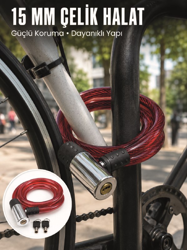 Metal Kilit Başlıklı Dayanıklı Bisiklet ve Scooter Güvenlik Kilidi