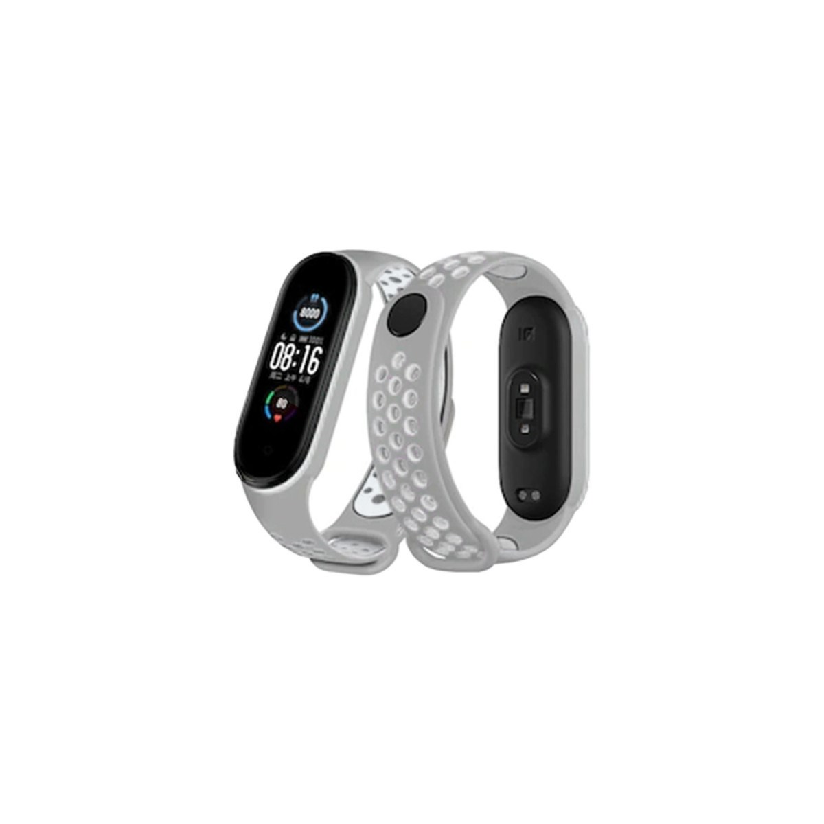 Mi Band 6 Spor Delikli Kordon - Gri-Kırmızı