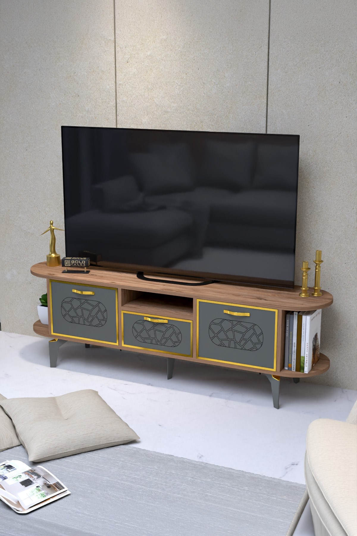 Mira Gold TV Ünitesi Kahverengi 160