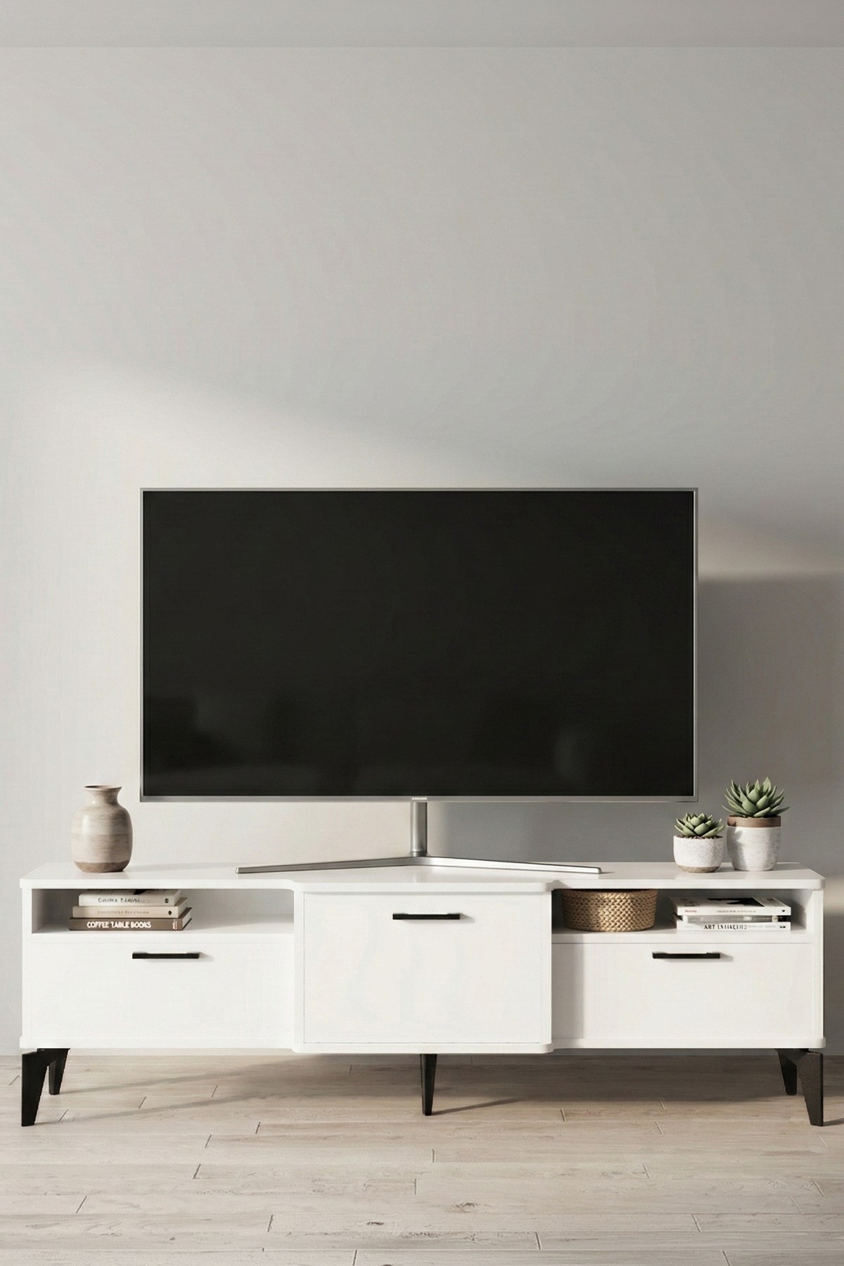 Mistral TV Sehpası Metalik Beyaz 160x40 cm