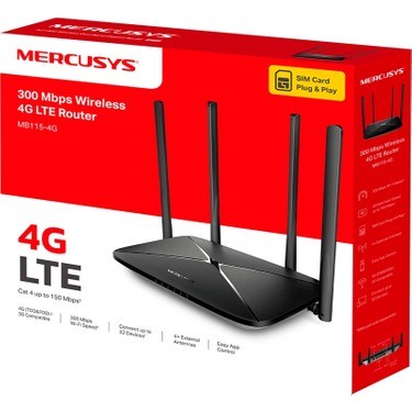 N300 Mbps 4G LTE Router - SIM Kart Girişi, 4 Ethernet Portu