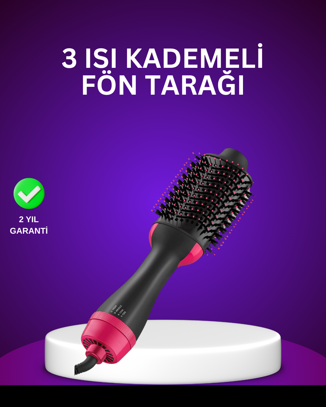 Negatif İyon Teknolojili Saç Kurutma ve Şekillendirme Fırçası