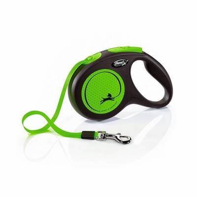 New Neon Otomatik Şerit Köpek Gezdirme Tasması Medium 5 Mt Yeşil