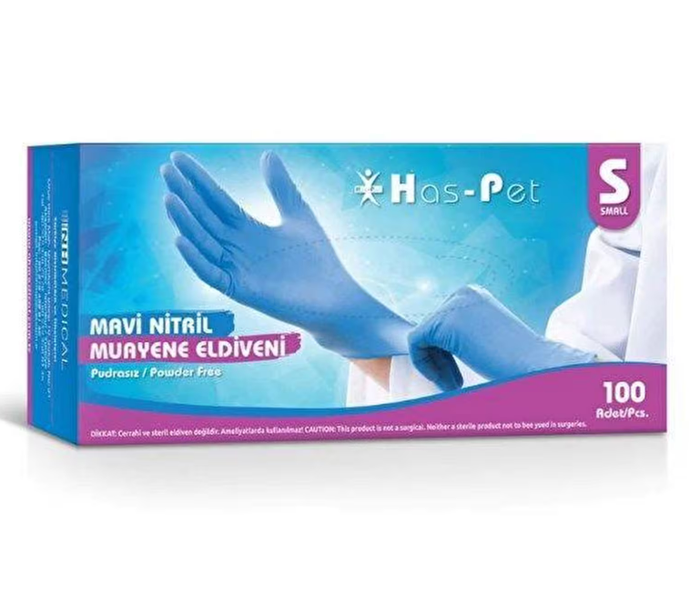 Nitril Mavi Muayene Eldiveni - Small 100'lü