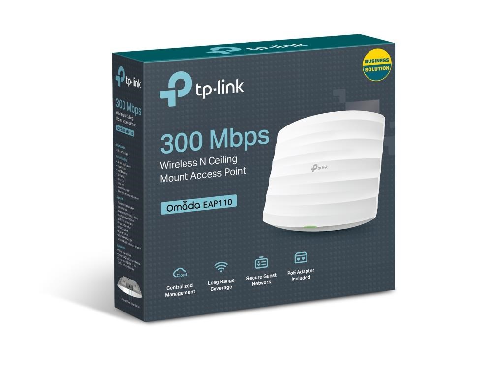 OMADA EAP110 1 PORT 10/100 2.4GHZ 300MBPS 2X4DBI ANTEN İÇ ORTAM TAVAN TİPİ ACCESS POINT(ADAPTÖRLÜ)