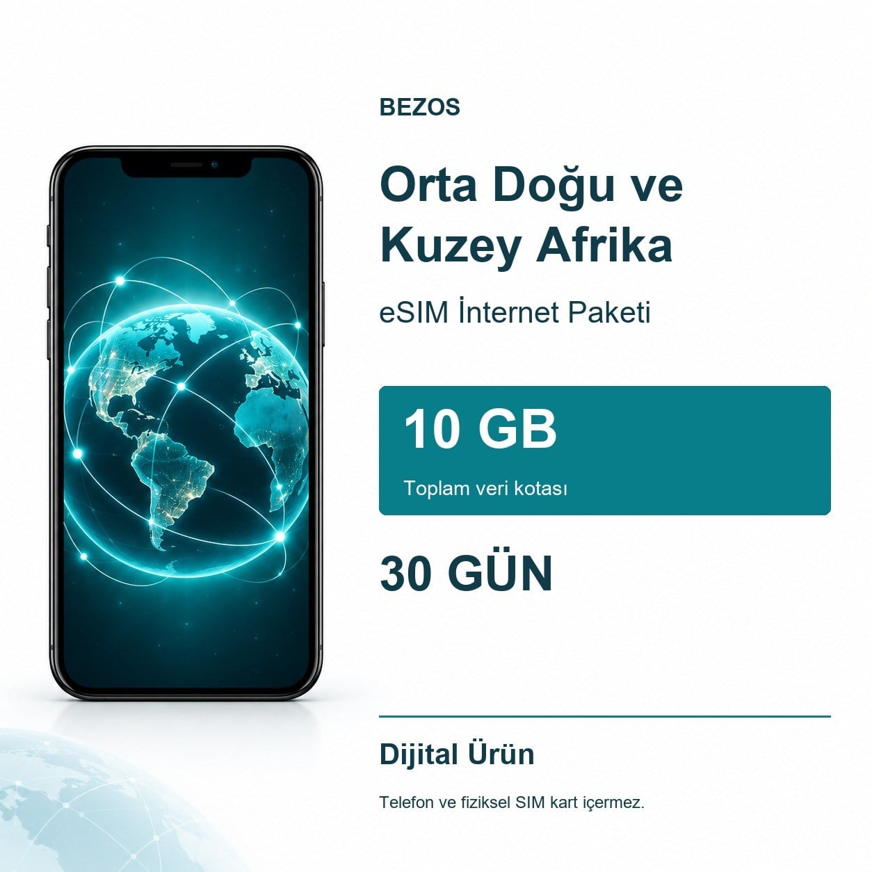 Orta Doğu ve Kuzey Afrika eSIM İnternet Paketi 10 GB 30 Gün
