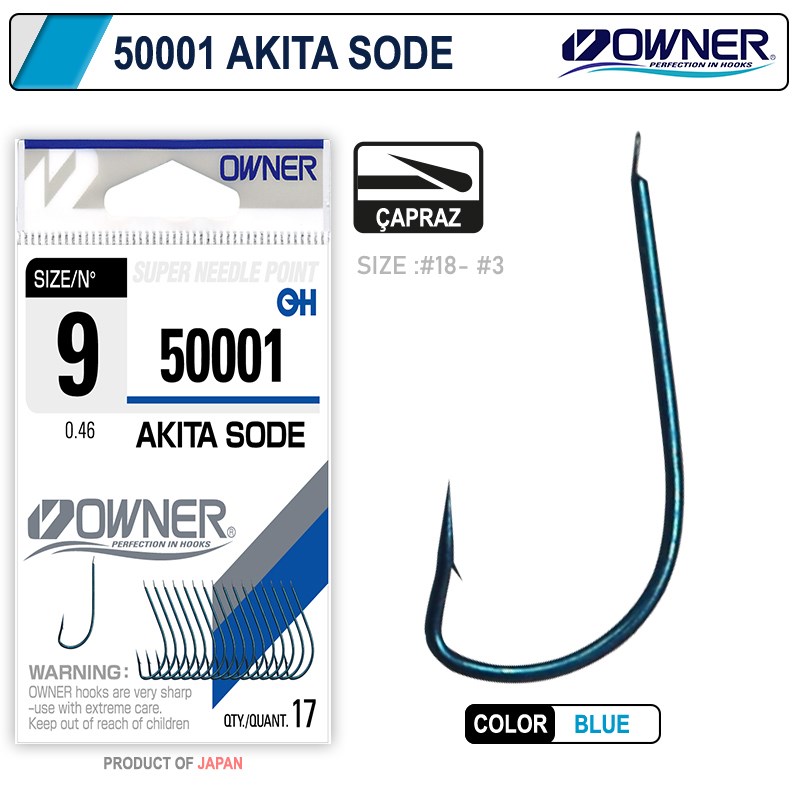 Owner 50001 Akita Sode Mavi Çapraz İnce Olta İğnesi - NO-7