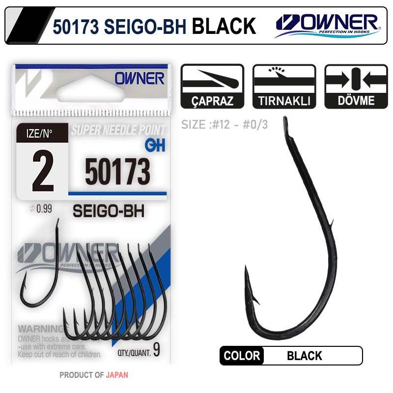 Owner 50173 Seigo-Bh Black Tırnaklı Olta İğnesi - NO-3-0