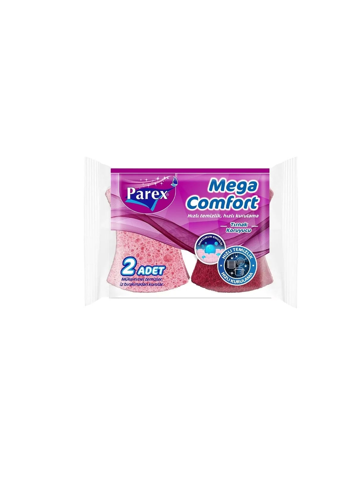 PAREX Mega Comfort Oluklu Bulaşık Süngeri 2'li