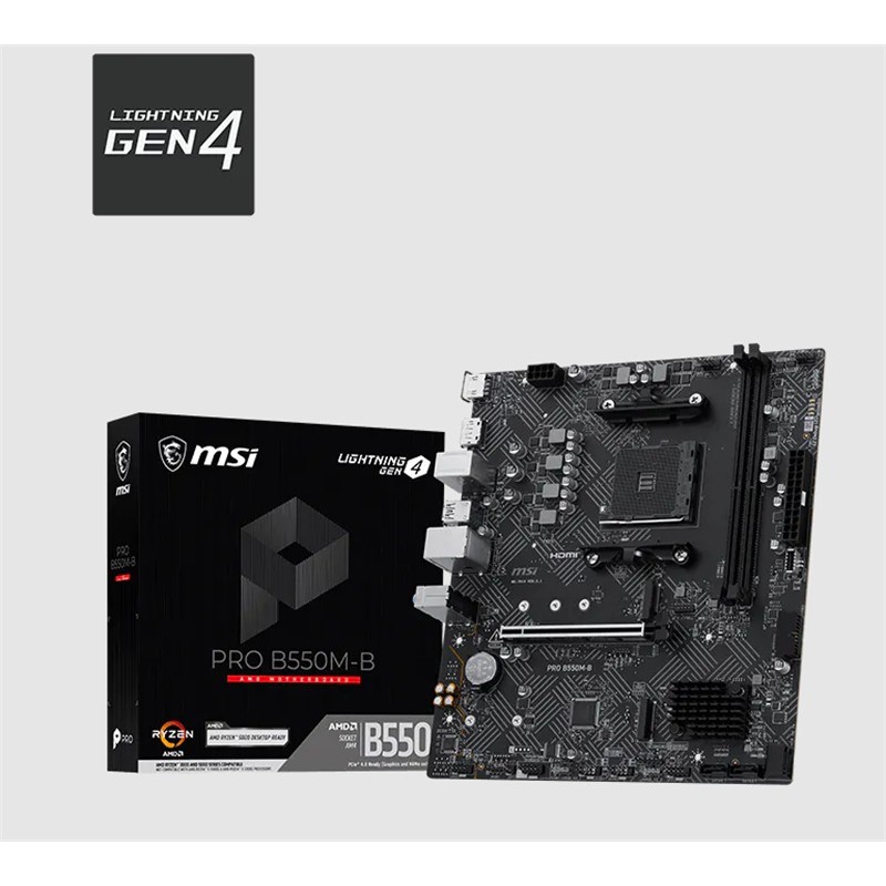 PRO B550M-B DDR4 4600MHZ 1XHDMI 2XM.2 MATX AM4 ( AM4 5000/5000G/4000G/3000/3000G SERİLERİ İLE UYUMLU)