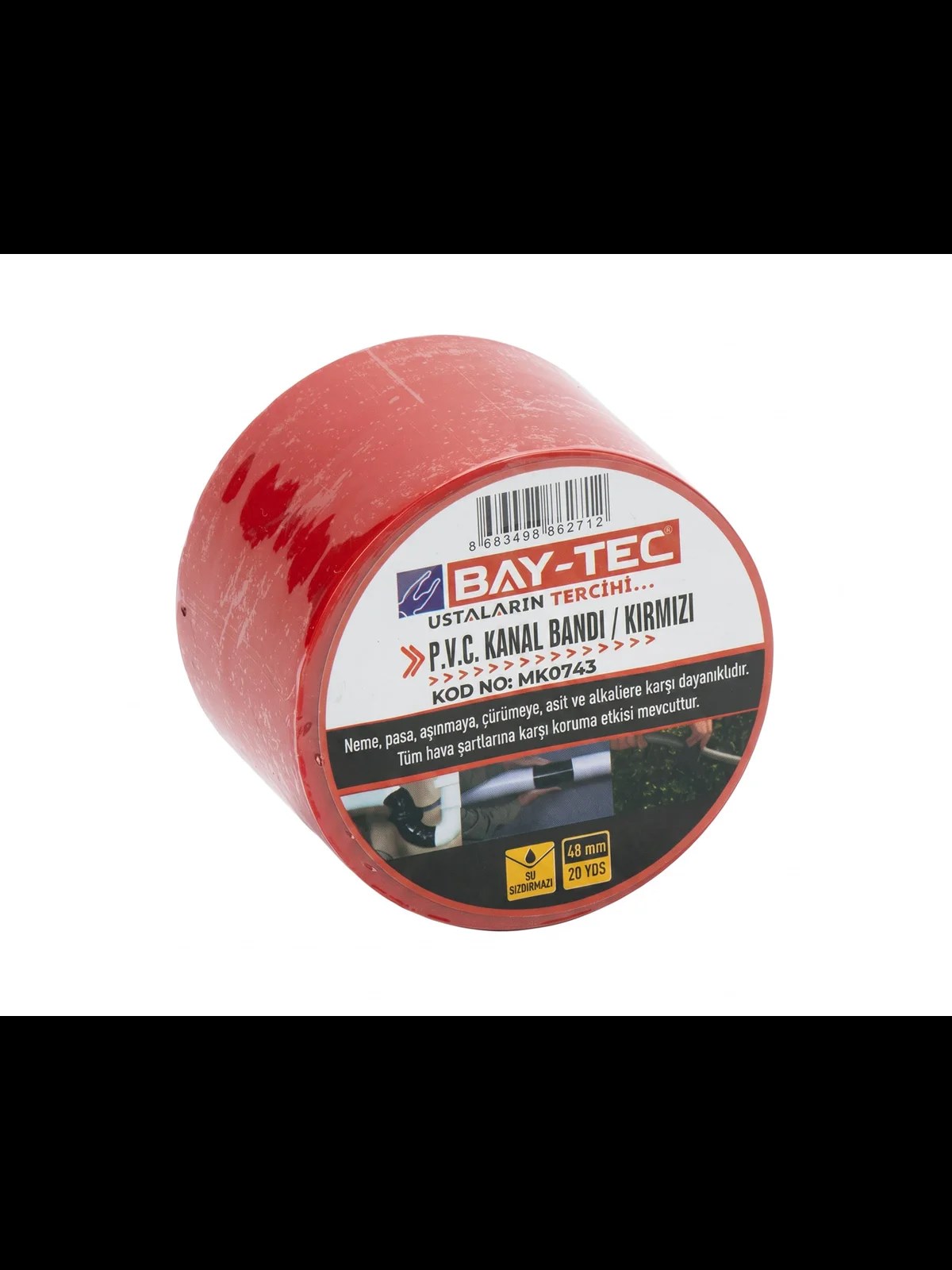 PVC Kanal Bandı Kırmızı 48mm x 20yards MK0743
