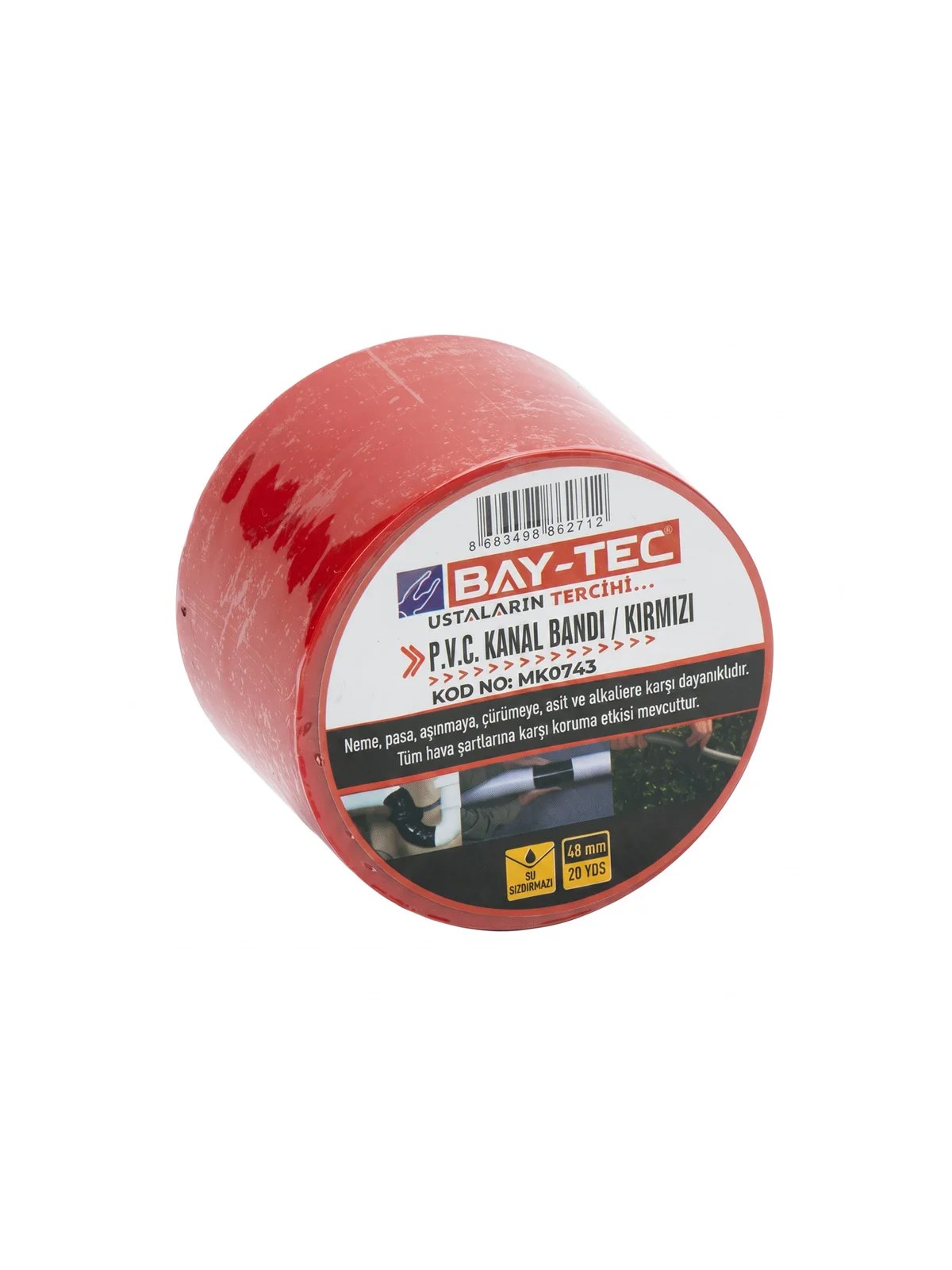 PVC Kanal Bandı Kırmızı 48mm x 20yards MK0743