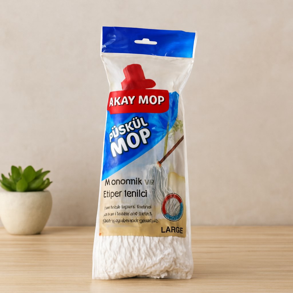 Pamuklu Püsküllü Mop Başlığı 23cm Orta-Large (Klasik Sap)