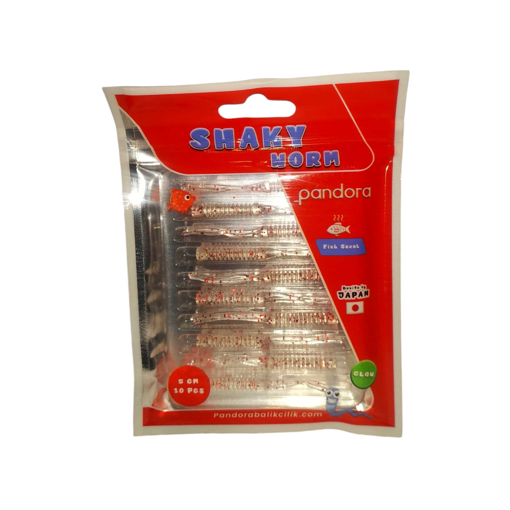 Pandora Shaky 5cm 10 Parça Lrf Silikon Sahte Yem - RED GLITTER