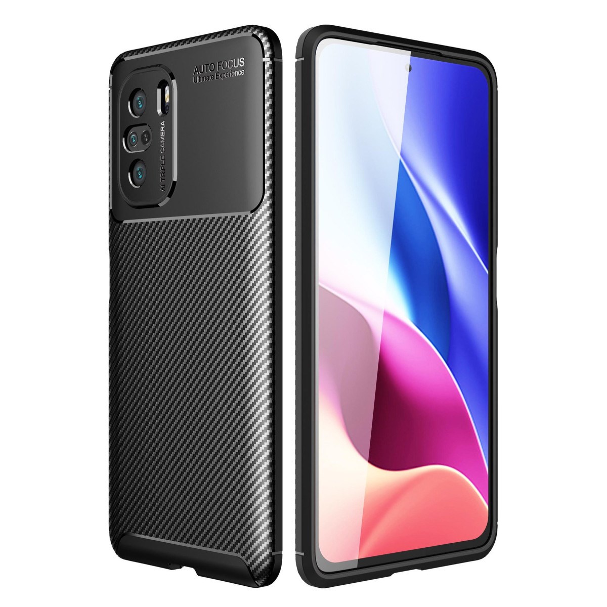 Poco F3 Kılıf Auto Focus Karbon Kapak - Siyah