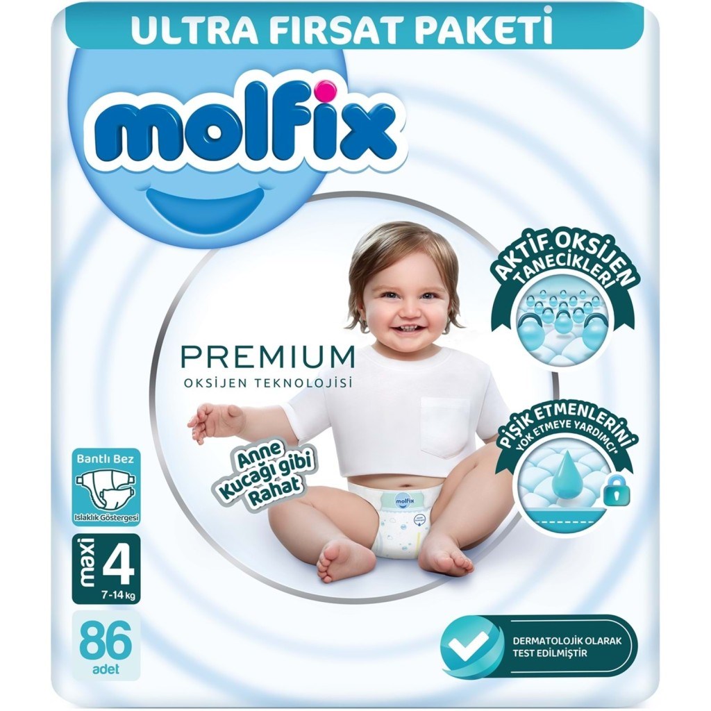 Premium Bebek Bezi Ultra Fırsat Paketi 4 Beden 7-14 Kg 86 Adet