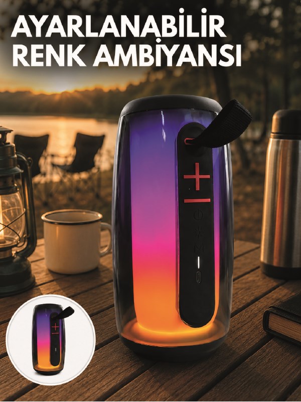 RGB Aydınlatmalı Kablosuz Bluetooth Hoparlör USB Bellek TF Kart Destekli