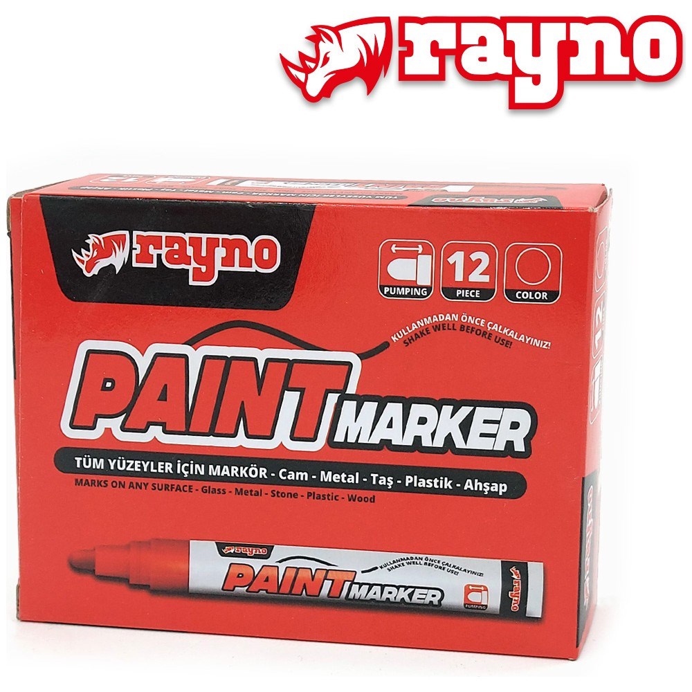 Rayno Paint Marker Kalem Kırmızı 12 Li