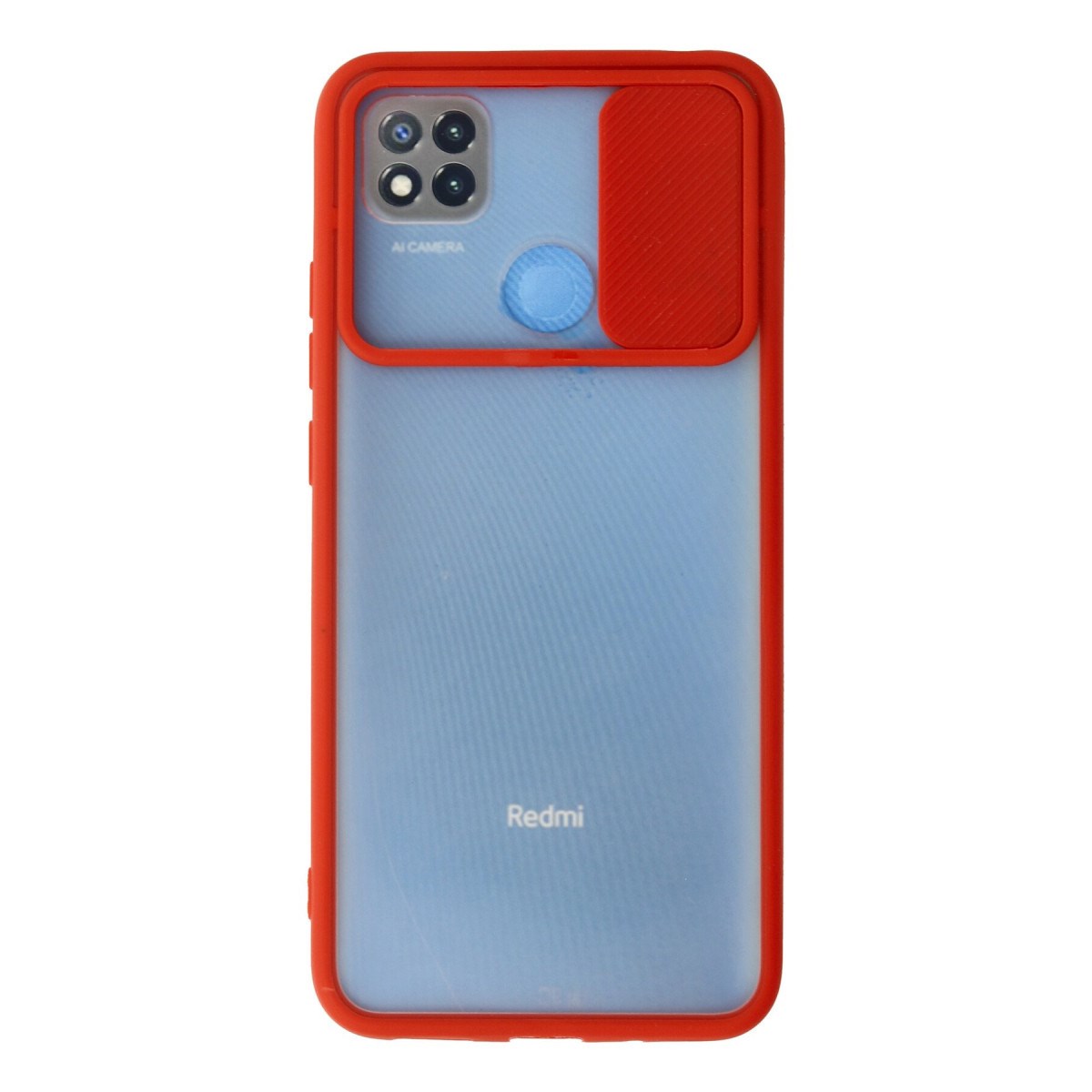 Redmi 9C Kılıf Palm Buzlu Kamera Sürgülü Silikon - Kırmızı