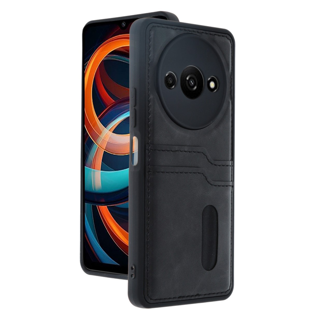 Redmi A3 4G Kılıf Sara Kartvizitli Deri Kılıf - Siyah