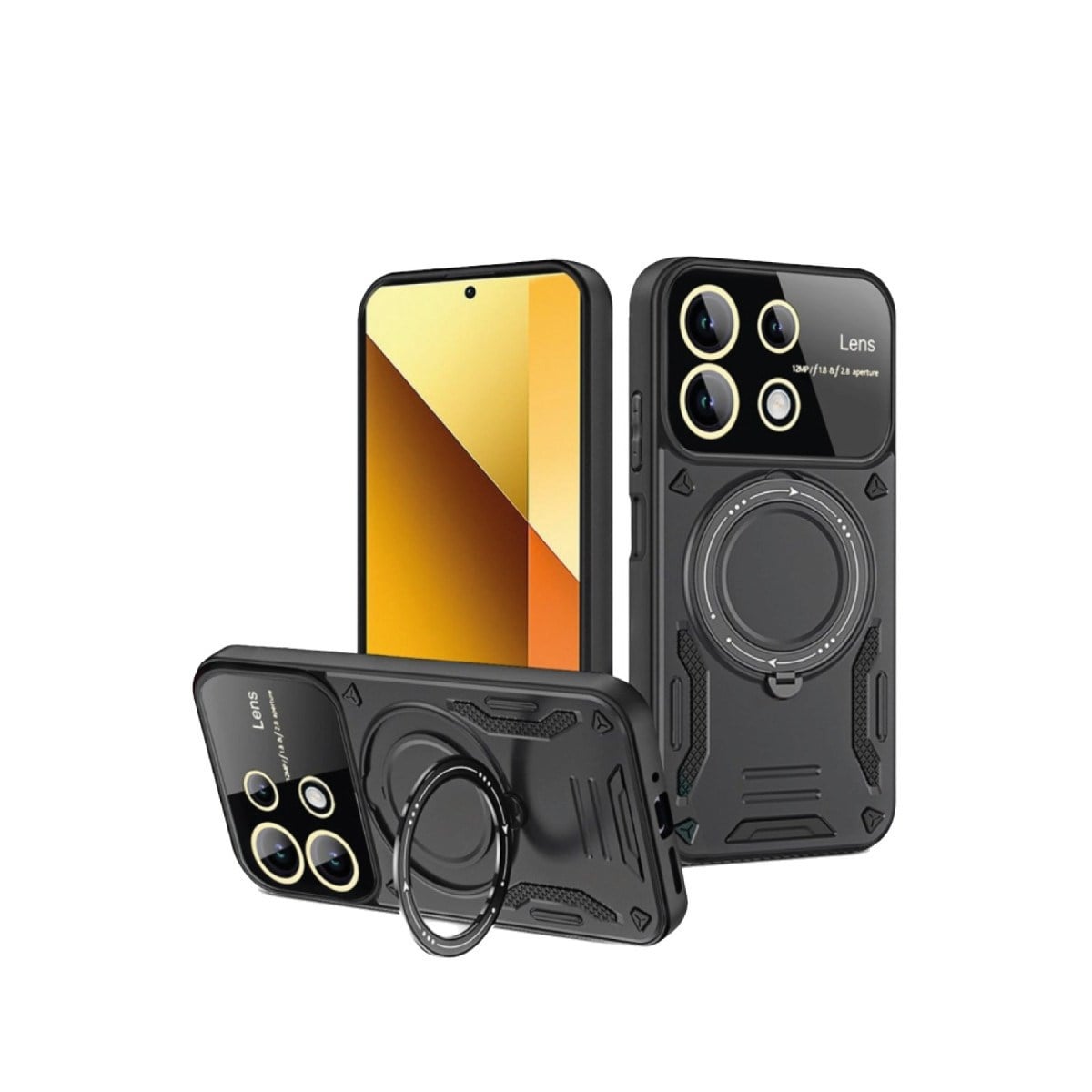 Redmi Note 13 4G Kılıf Joy Lens Standlı Kapak - Siyah