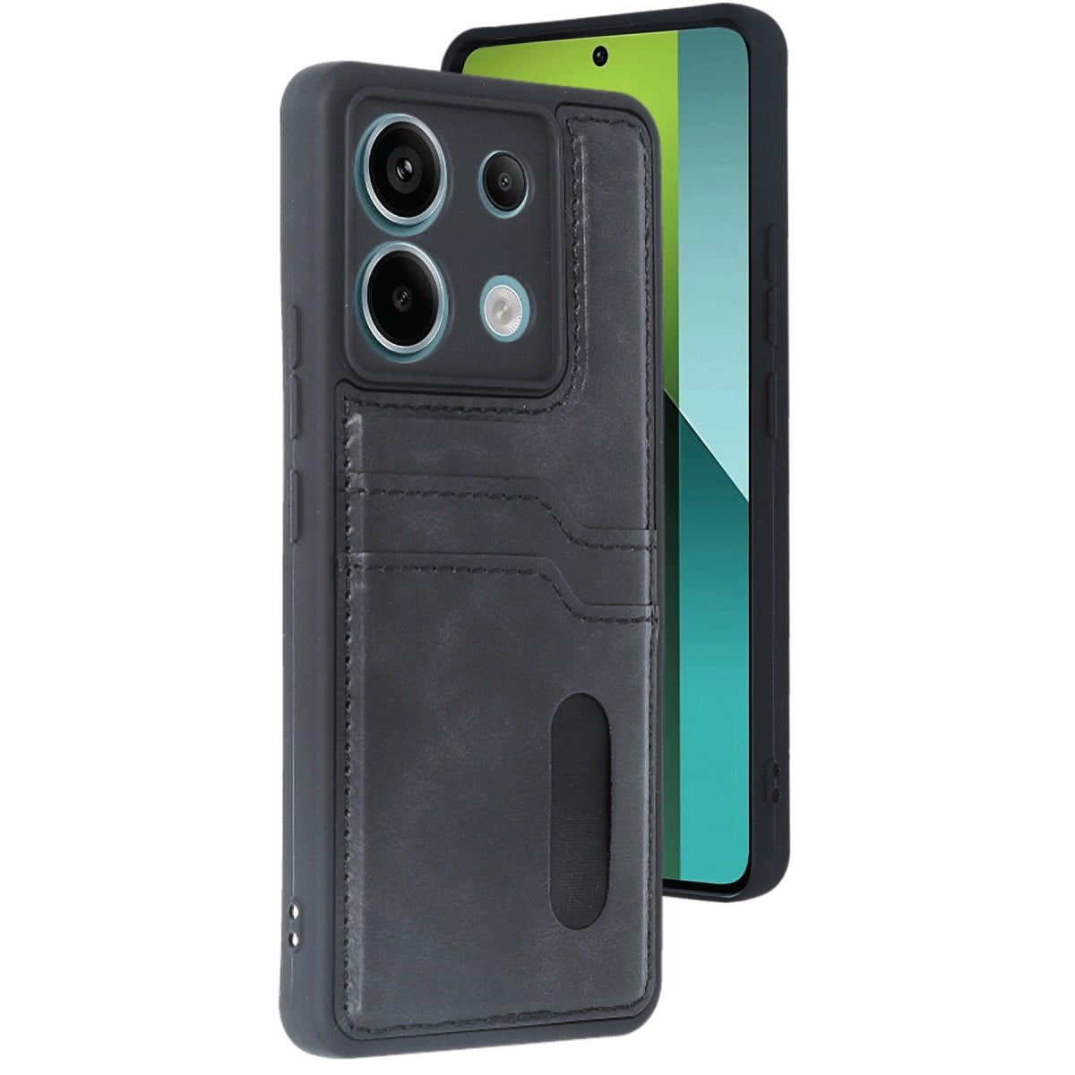 Redmi Note 13 Pro 5G Kılıf Sara Kartvizitli Deri Kılıf - Siyah