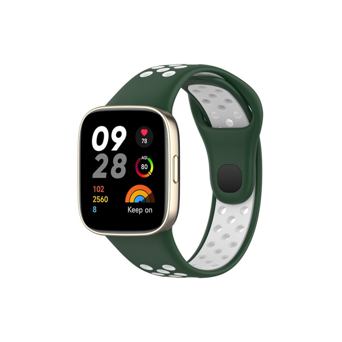 Redmi Watch 3 Spor Delikli Kordon - Haki Yeşil-Beyaz