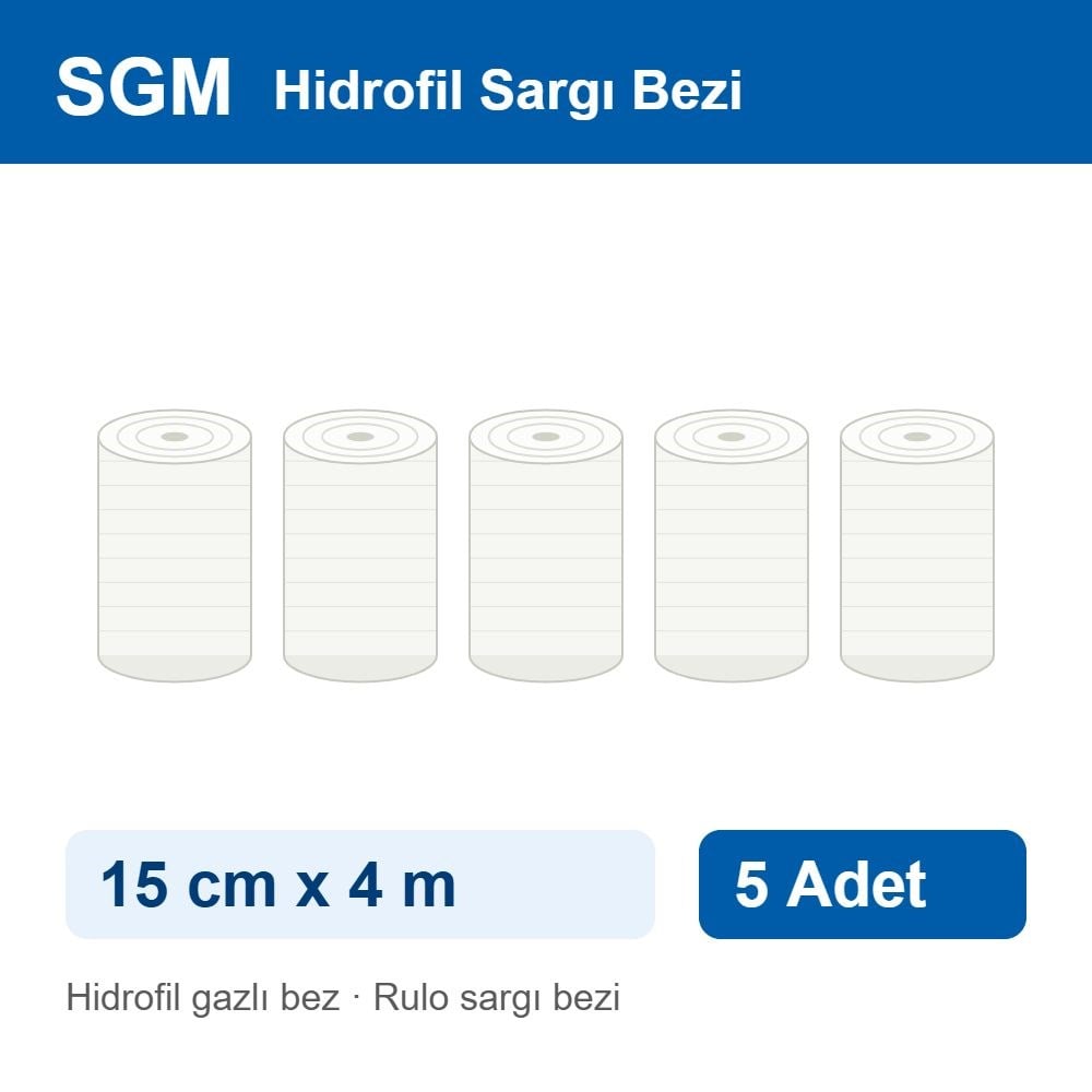 SGM Hidrofil Sargı Bezi 15 cm x 4 m 5 Adet