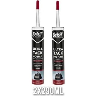 Selsil Ultra Tack No Nail Beyaz Ultra Güçlü Yapıştırıcı 2 x 290ML Kokusuz ve Yüksek
