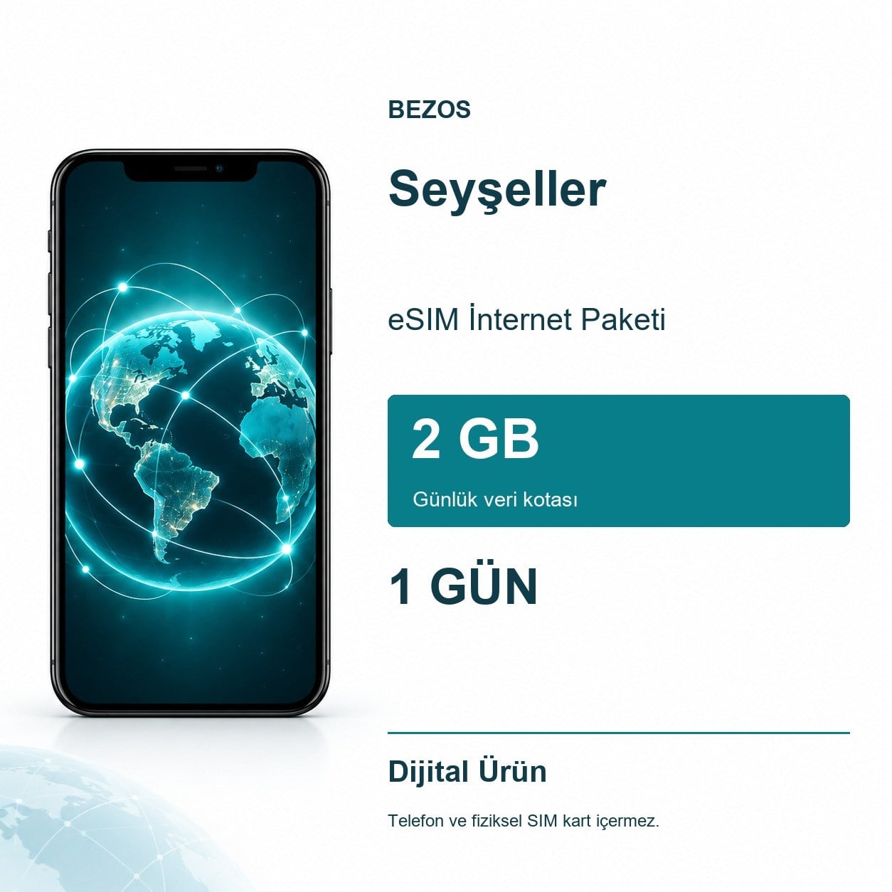 Seyşeller eSIM İnternet Paketi Günlük 2 GB 1 Gün