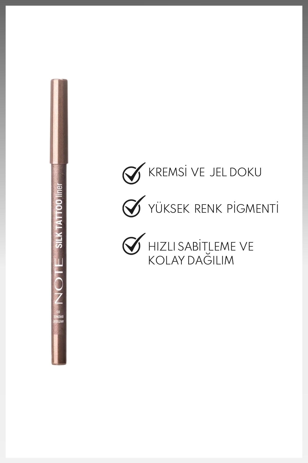 Silk Tattoo Liner 03 Antique Bronze Suya Dayanıklı İpeksi Jel Göz Kalemi - Bronz (Işıltılı)