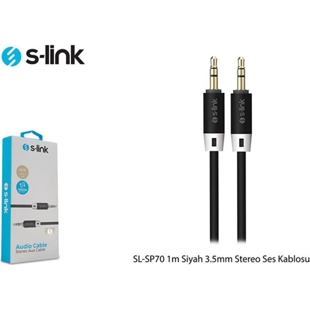 Siyah 3.5mm Stereo Ses Kablosu, 1 Metre Uzunlukta