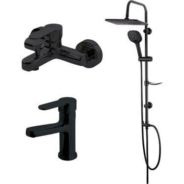 Siyah Banyo Lavabo Bataryası Bold Duş Ünitesi Modern Tasarım