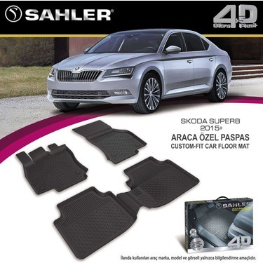 Skoda Superb 2015-2023 Uyumlu 4.5D Premium Havuzlu Paspas