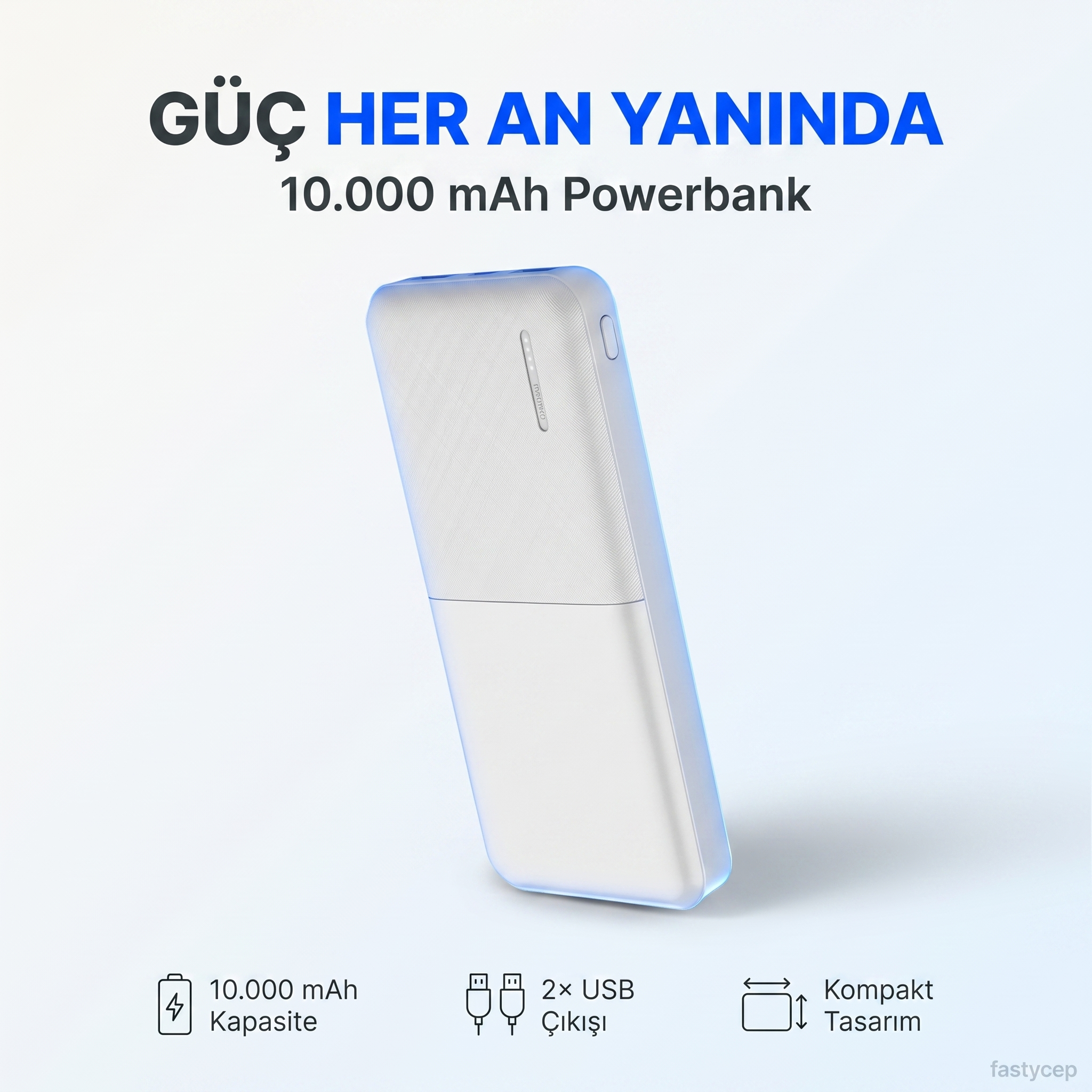 Snapmax SNP-3009 Beyaz 10.000 Mah Powerbank 2X USB Çıkışlı 1 Type-C ve 1 Micro Girişli