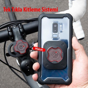 Spigen Gearlock MS100 Bisiklet ve Scooter için Telefon Tutucu Set - Siyah