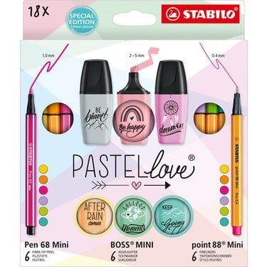 Stabilo Pastellove Mini Set 18'li 775 8 İnce Uçlu Keçeli Kalemler Özel Renkli