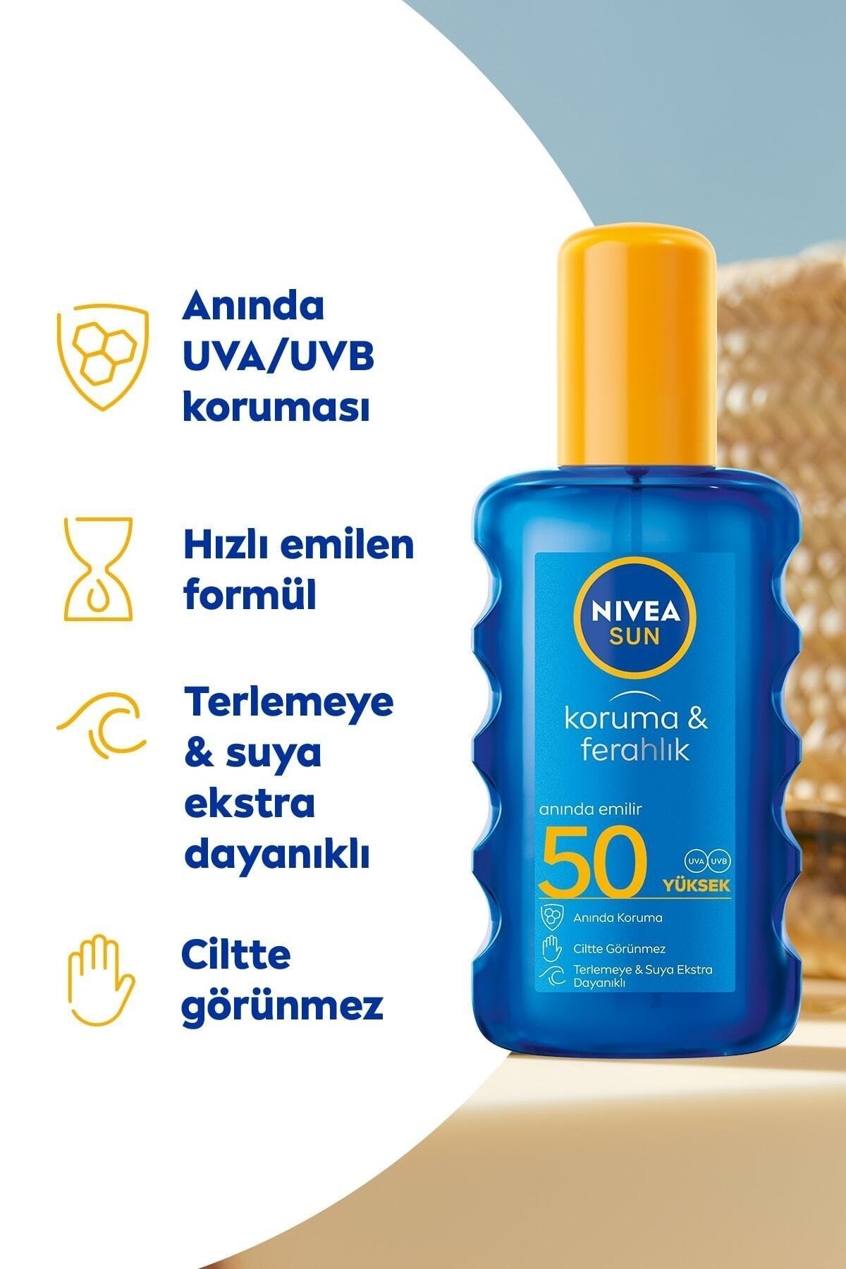 Sun Güneş Koruyucu Krem & SPF+50 Uva+uvb Bronzluk Artirici Sprey 200ML