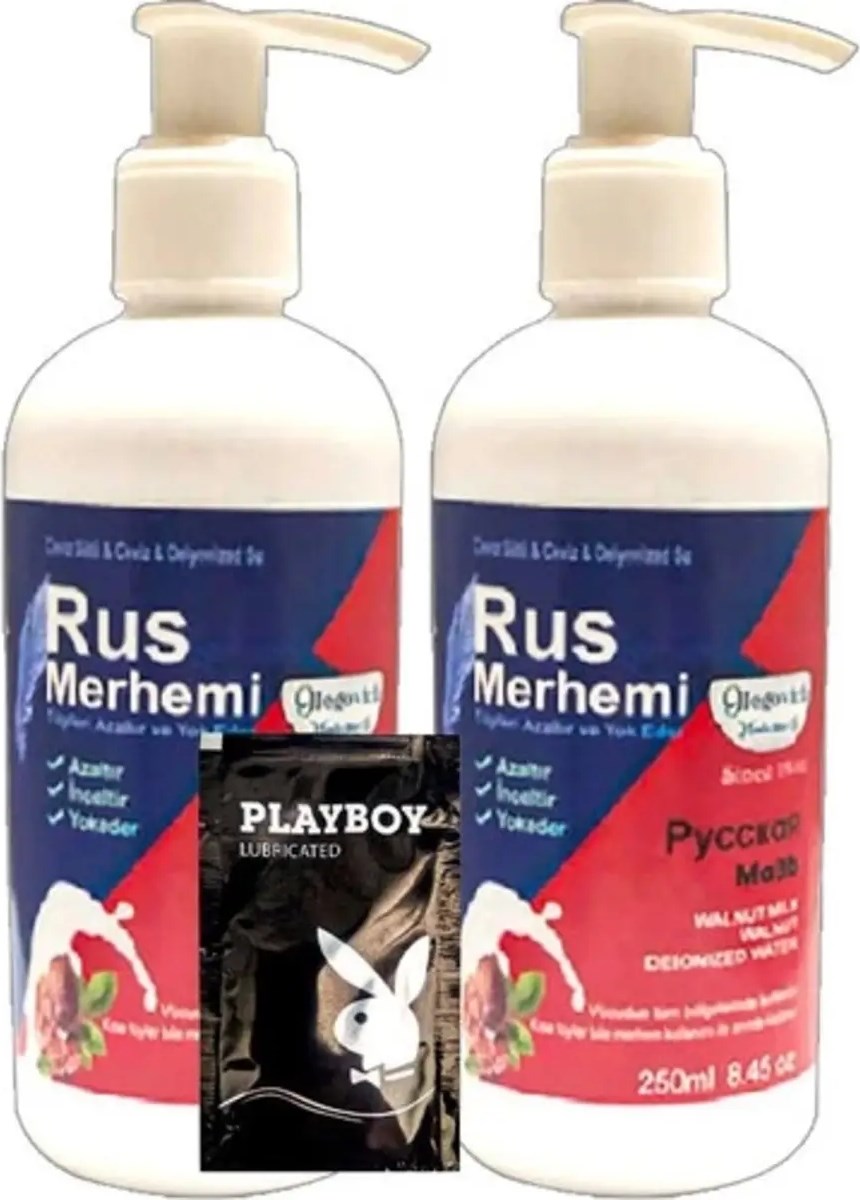 Süper Playboy Tüy Dökücü Krem2 Adet x 250 ml Ceviz Sütlü & Cevizli Rus Merhemi + Yanında Jel