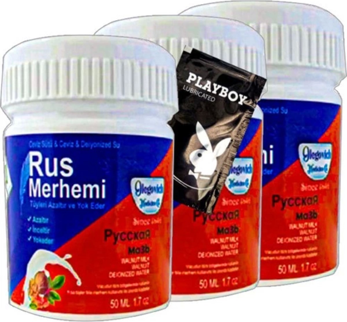 Süper Rus Merhemi Glegnid Blue Tüy Kremi Rus Merhemi 3 Adet x 50 ml + Yanında Jel