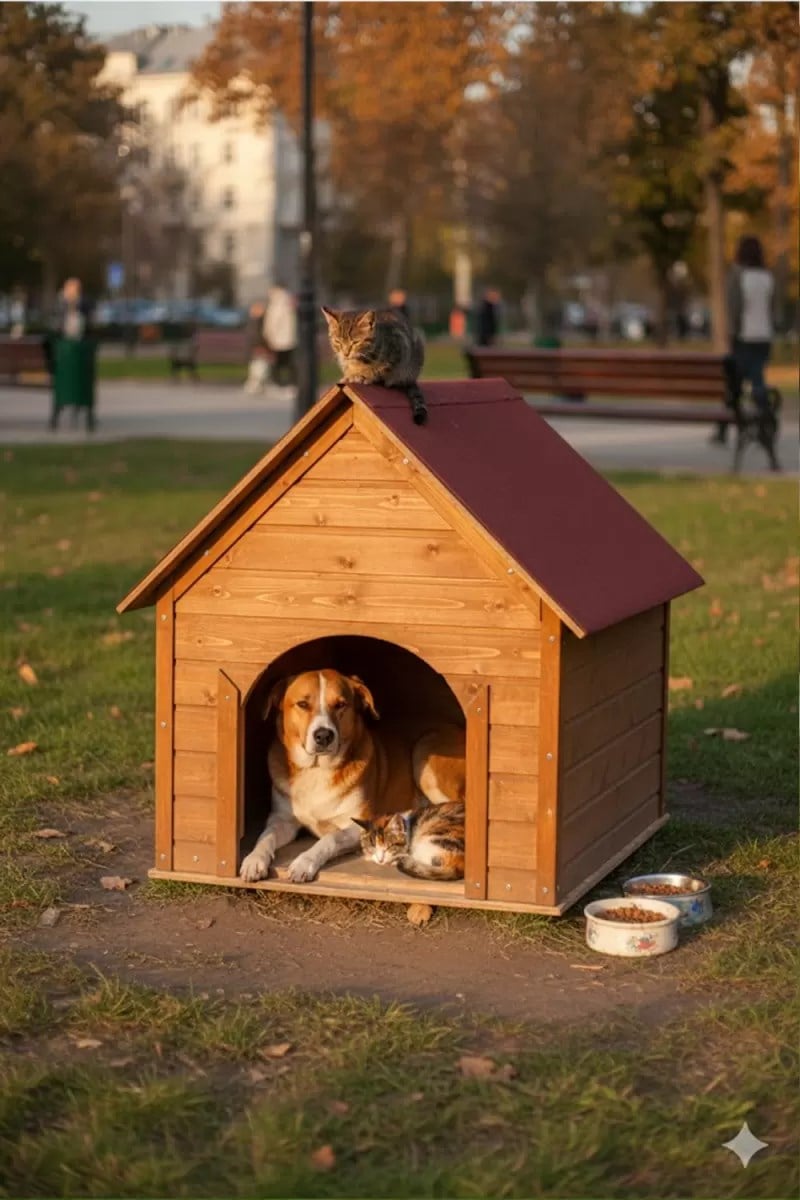 Suya Soğuğa Dayanıklı Lüks Büyük Boy Köpek Kulubesi Sokak Köpek Evi Kırmızı