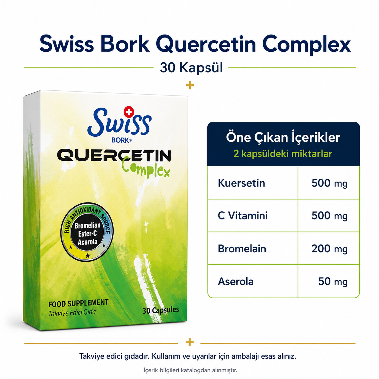 Swiss Bork Quercetin Complex Kuersetin 30 Kapsül