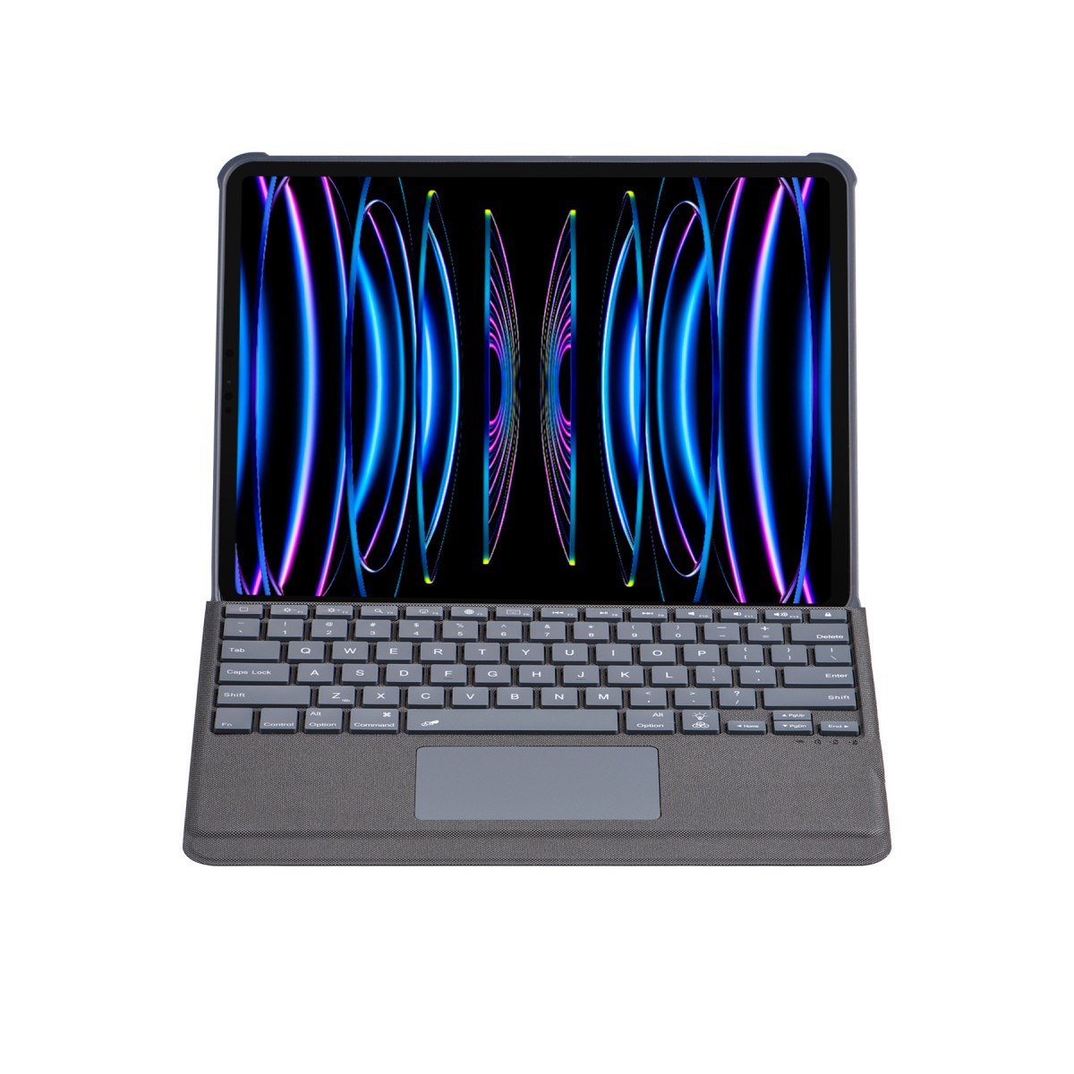 T5509D iPad Pro 12.9 (2022) Kılıf Palermo Ledli Klavyeli Standlı Tablet Kılıfı - Siyah