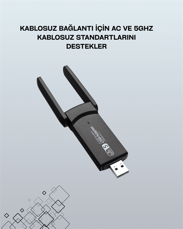 Tak-Çalıştır Özellikli Çift Bant WiFi Adaptör – 1200 Mbps