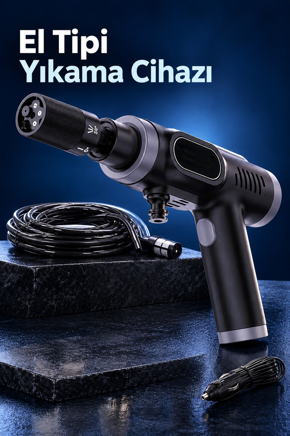 Taşınabilir Araç Yıkama Makinesi Köpük Hazneli Şarjlı Set